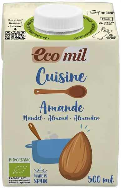 Crema bio de migdale pentru gătit, 500 ml, Ecomil