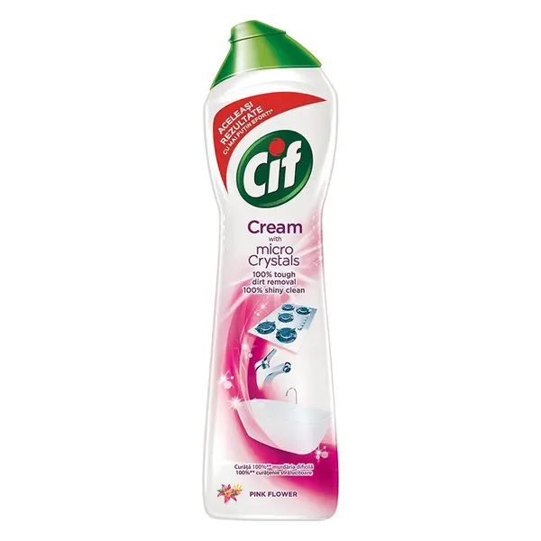 Crema de Curatat Suprafete Cif Cream Pink Flower, 500 ml
