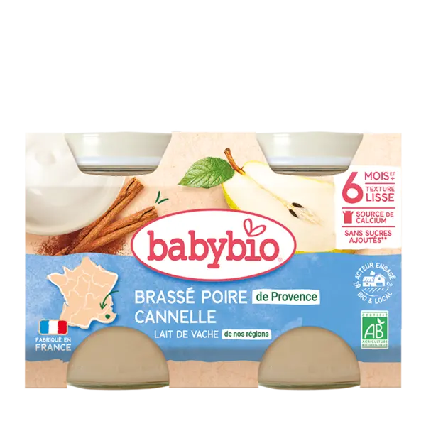Crema de iaurt cu pere si scortisoara, 2 x 130g, BabyBio