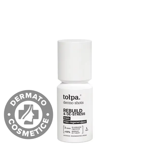 Crema de noapte cu efect regenerant intens Dermo Shots Rebuild and De-Stress, 50ml, Tolpa