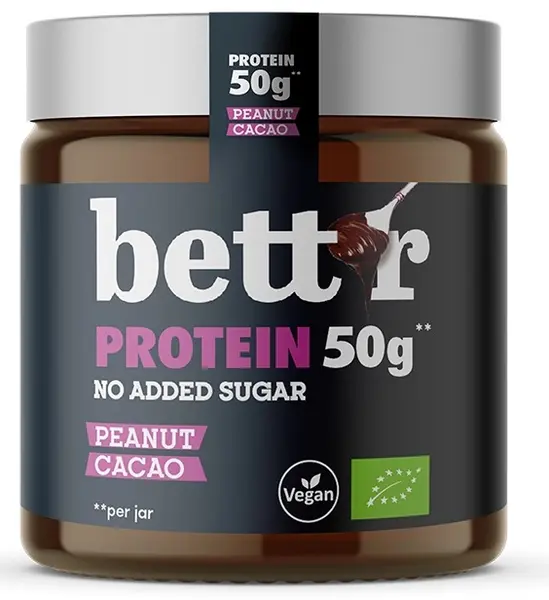 Cremă de pastă proteică organică, arahide și cacao, 250 g, Bett'r