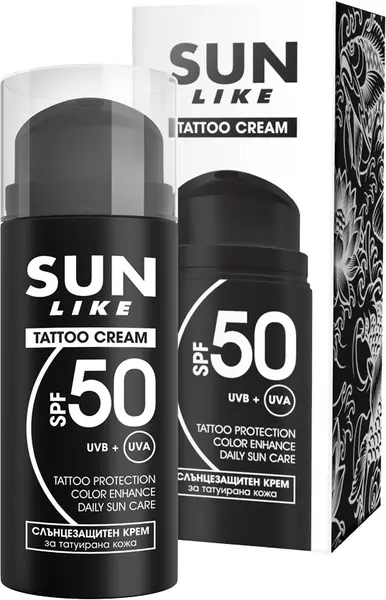 Cremă de protecție solară pentru piele cu tatuaje Sun Like, SPF50, 100 ml