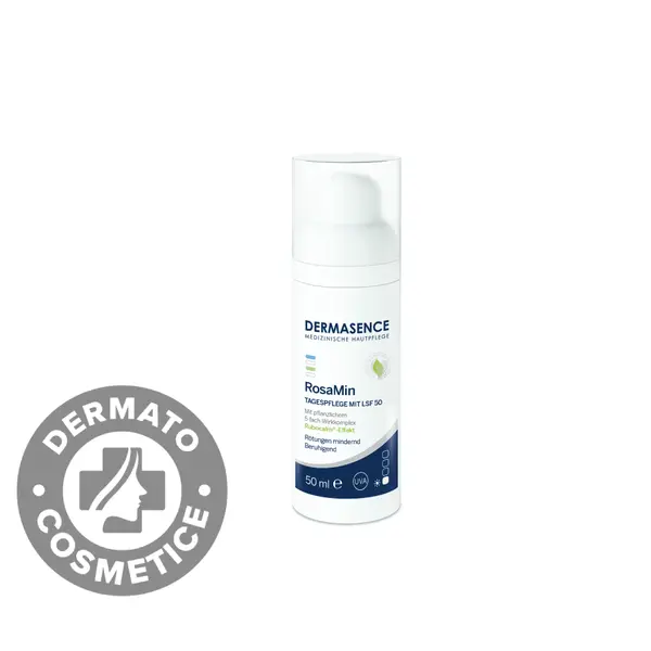 Crema de zi pentru ten cu rozacee cu protectie solara SPF50 RosaMin, 50ml, Dermasence