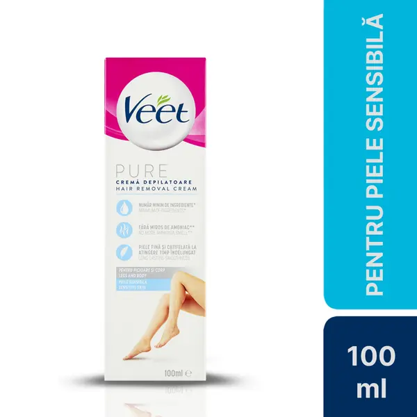 Crema Depilatoare Veet Aloe Vera si Vitamina E pentru Piele Sensibila, 100 ml