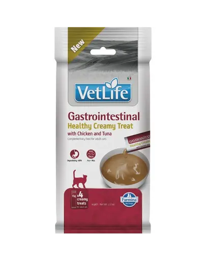 Cremă gastrointestinală pisici adulte FARMINA Vet Life 4x15 g cu pui și ton