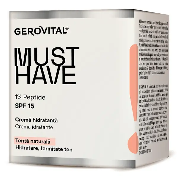 Crema hidratanta 1% Peptide SPF15 Must Have, 50 ml, Gerovital