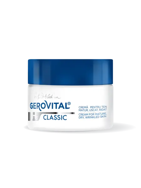 Cremă Hidratantă Cu Efect Anti-aging Intens Pentru Ten Matur, Uscat, Ridat Reconstrucție și Regenerare, Gerovital H3 Classic, 50 Ml