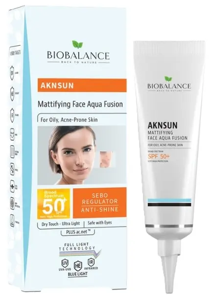 Cremă matifiantă cu protecție solară Biobalance pentru ten problematic Aqua Fusion, SPF50, 40 ml