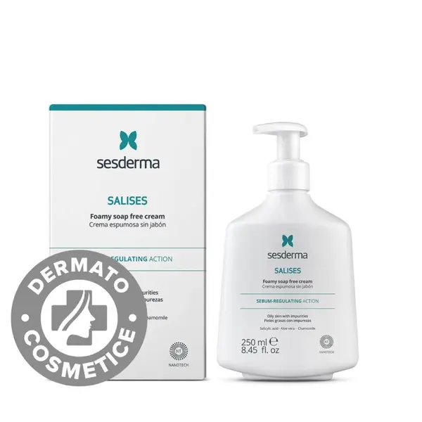 Crema pentru curatarea tenului acneic fara sapun Salises, 250ml, Sesderma