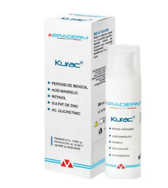 Crema pentru tratamentul acneei Kurac, Braderm | 30 ml