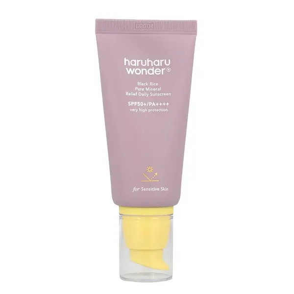 Crema solara SPF50+ PA++++ ten sensibil Black Rice Pure Mineral Relief Daily Sunscreen, Haruharu WONDER, 50ml