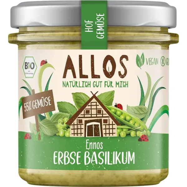 Crema tartinabila cu mazare si busuioc fara gluten, eco - 135 g