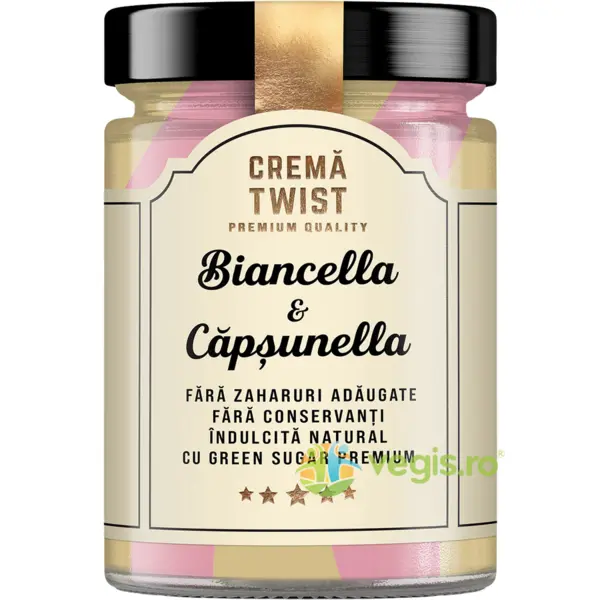 Cremea Twist Biancella si Capsunella fara Zahar Adaugat Secretele Ramonei 350g