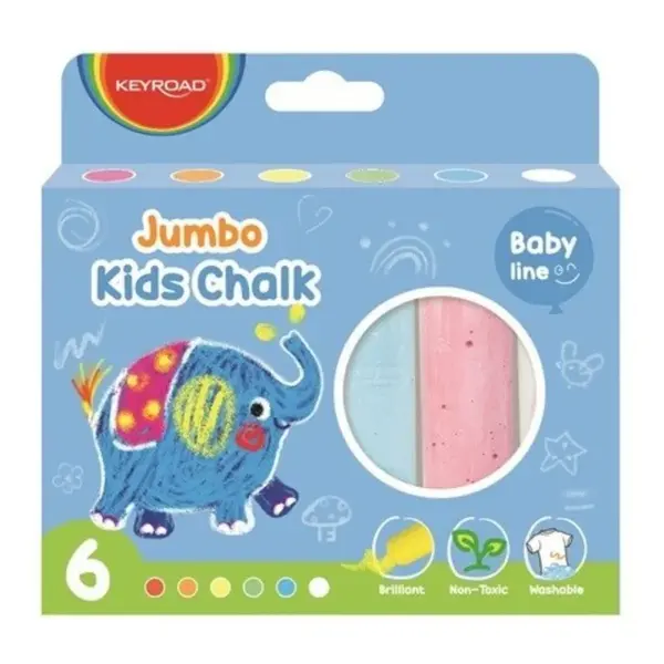 Creta pentru asfalt Keyroad Baby Line, 6 culori pastel