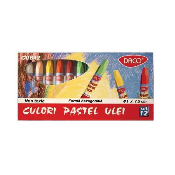 Creta uleioasa rotunda, 12culori/set, Daco