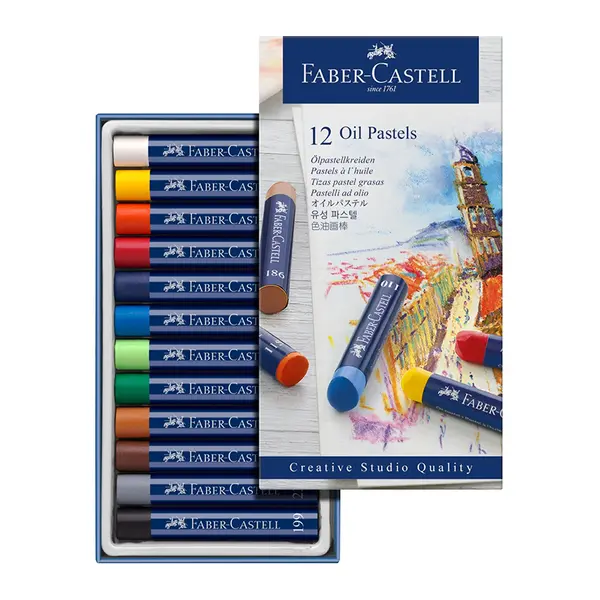 Creta uleioasa rotunda, 12culori/set, Faber-Castell