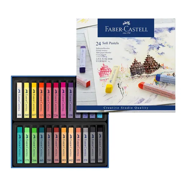 Creta uscata pastel moale color, 24culori/set, Faber-Castell