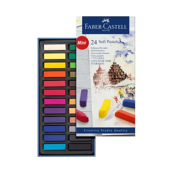 Creta uscata pastel moale color, 24culori/set, Faber-Castell