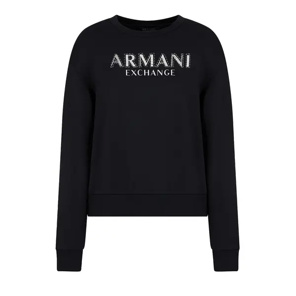 Crewneck sweatshirt with metal logo black L