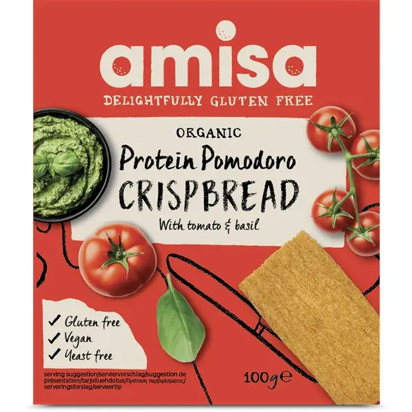 Crispbread cu rosii si busuioc bio 100g Amisa