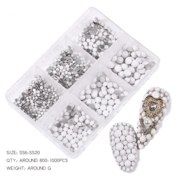 Cristale decor unghii marimi diferite Albe - Everin