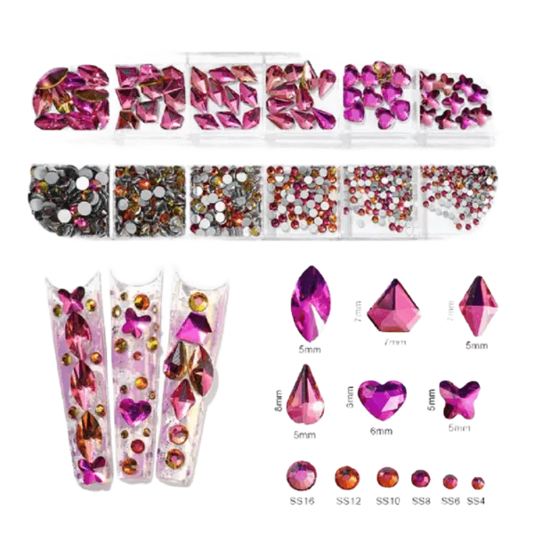 Cristale Decor Unghii Mărimi și Forme Diferite – Nail Art Profesional KK-01