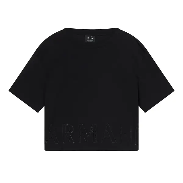 Cropped basic t-shirt in cotton jersey black S
