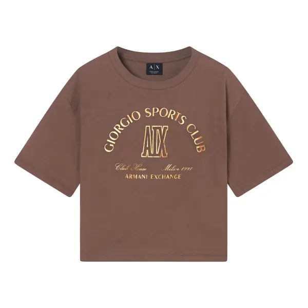 Cropped t-shirt in cotton jersey brown M