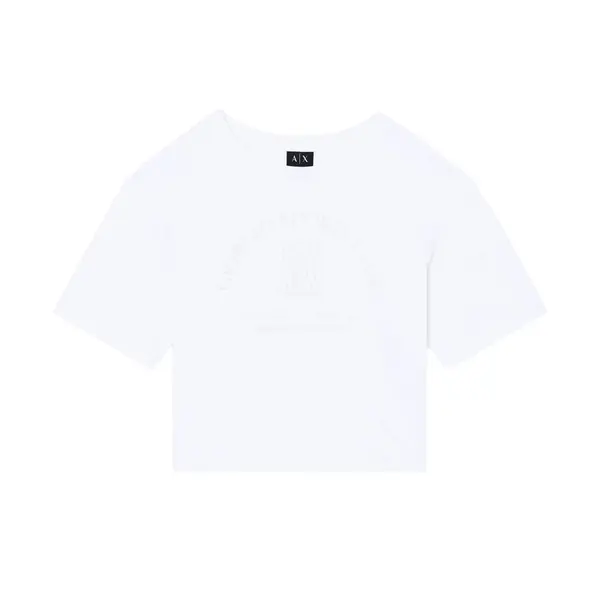 Cropped t-shirt in cotton jersey white S