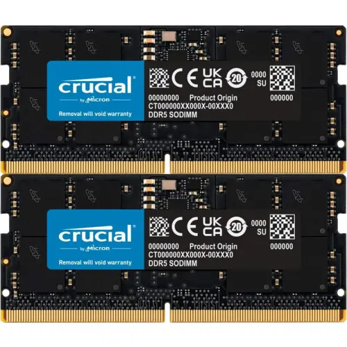CRUCIAL Kit Memorie SO-DIMM Crucial CT2K64G56C46S5, 128 GB, DDR5-5600 MHz, CL 46, Dual Channel, Negru