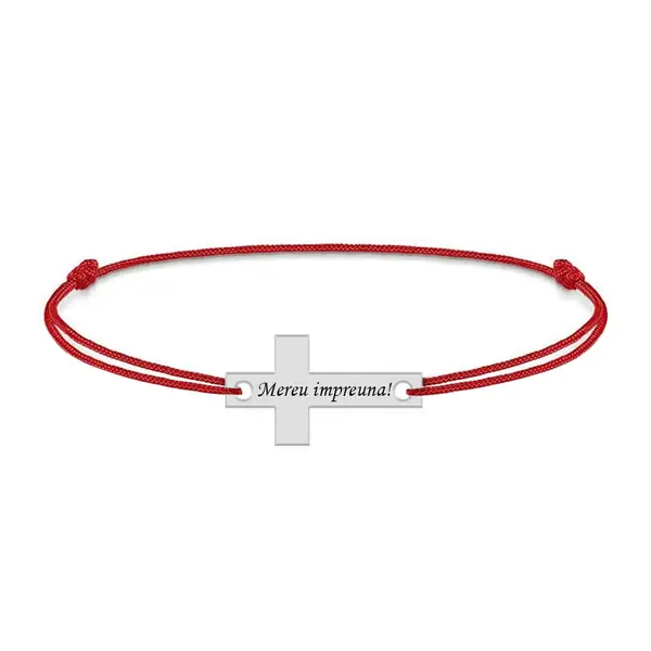 Crux - Bratara personalizata argint si snur cruce