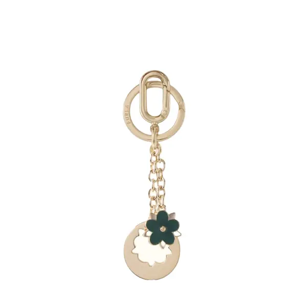 Crystal keyring flower edera green + stone gray