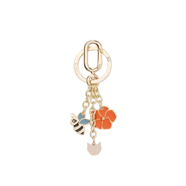 Crystal keyring gold + paprika + azalea