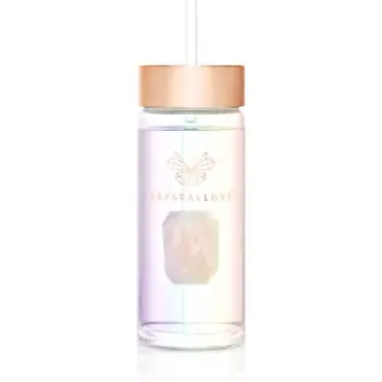 Crystallove Clear Quartz Straw Water Bottle sticlă pentru apă cu pai