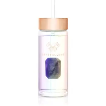 Crystallove Clear Quartz Straw Water Bottle sticlă pentru apă cu pai