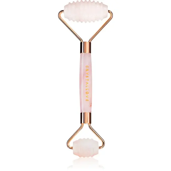 Crystallove Rose Quartz 3D Teeth Roller rolă pentru masaj faciale 1 buc