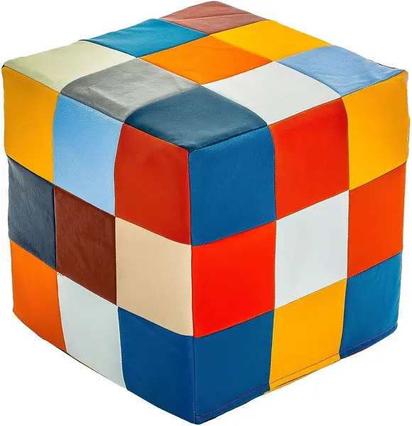 Cub de relaxare Barbaron - Patchwork, piele ecologica, multicolor