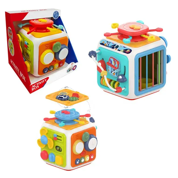 Cub interactiv, multicolor, cu butoane, sunete si lumini