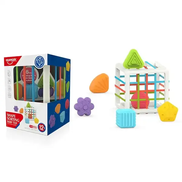 Cub sortator cu elastice si forme pentru bebe 12+