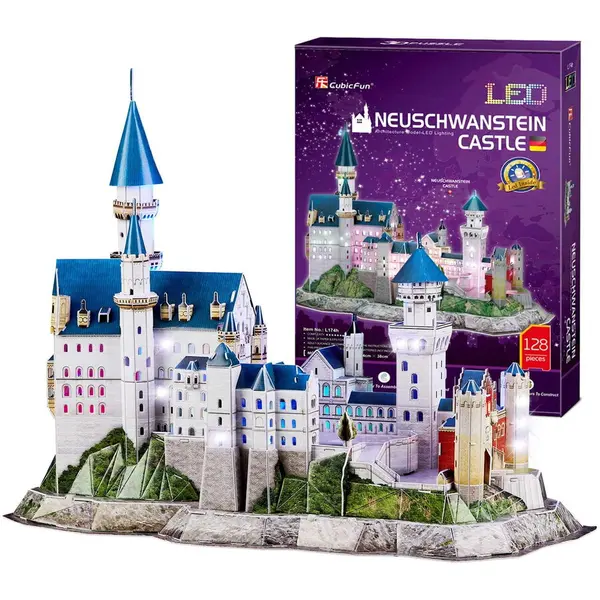 Cubic Fun Puzzle 3D Cubic Fun LED - Castelul Neuschwanstein, 128 piese