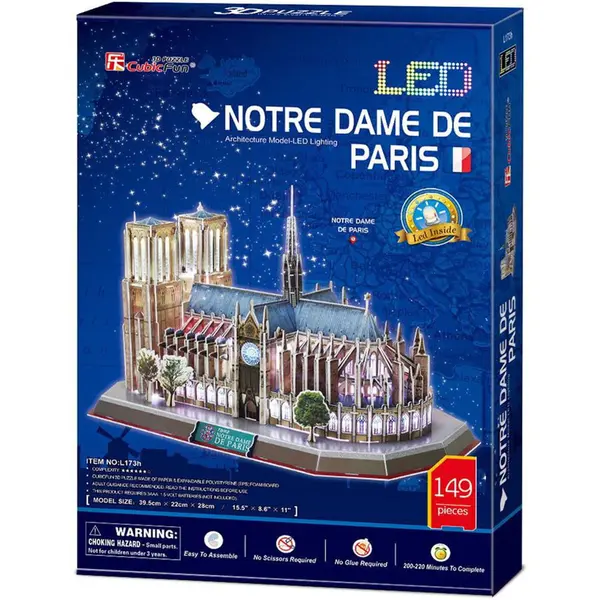Cubic Fun Puzzle 3D Cubic Fun LED - Notre Dame, 149 piese