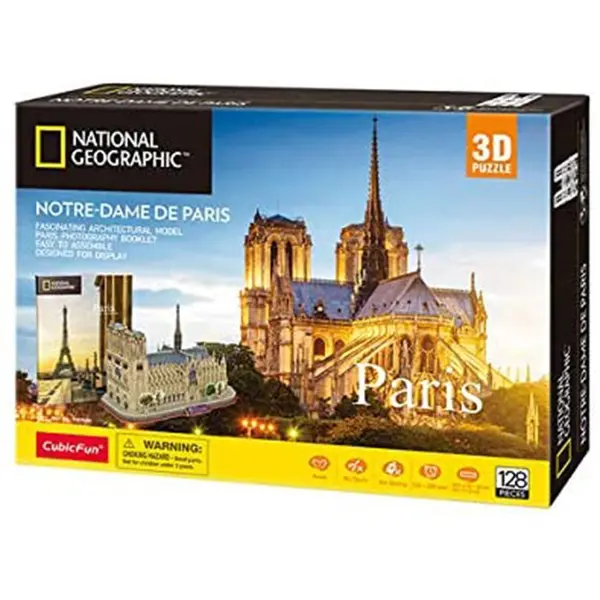 Cubic Fun Puzzle 3D Cubic Fun - National Geographic, Notre Dame Paris, 128 piese