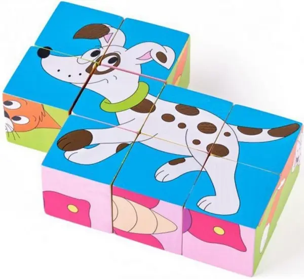 Cuburi din lemn Woody - Animale
