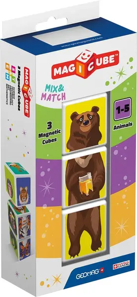 Cuburi magnetice Geomag - Animale, 3 piese