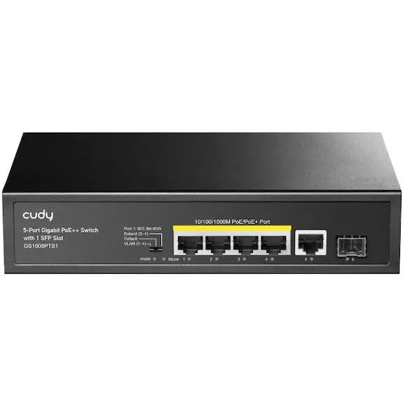 Cudy Switch Cudy GS1005PTS1, 5-Port Gigabit PoE+ Switch cu 1 slot SFP