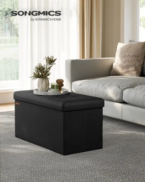 Cufar depozitare Otoman Negru Songmics 76x38x38 cm