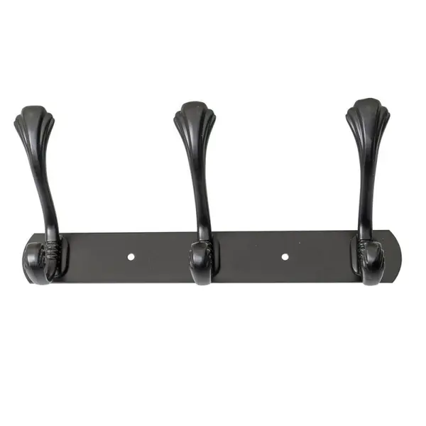 Cuier cu 3 Agatatori, Metal, Lungime 24.5 cm, Negru