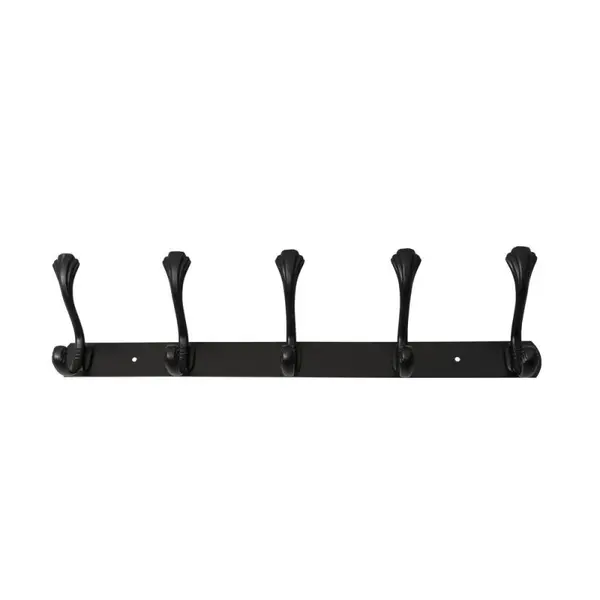 Cuier cu 5 Agatatori, Metal, Lungime 44.5 cm, Negru