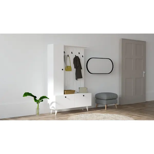 Cuier cu pantofar Lala - White, Alb, 112x170x35 cm