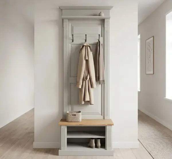 Cuier cu spatiu deschis cu finisaj Elephant Grey Antic / Light Walnut Waxed